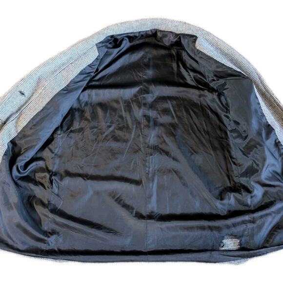 Vintage Gray Houndstooth Blazer Womens XL Raglan Sleeve High Welt Pockets - Picture 4 of 16